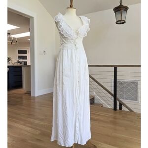 Long White Flowy Lacy Button Up Duster